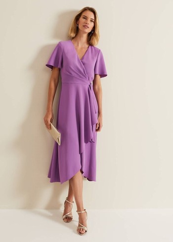 Phase Eight Julissa Frill Wrap Dress Purple Australia | LS0614758